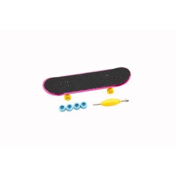 Skateboard prstový šroubovací plast 9cm s doplňky 4 barvy v krabičce 14x14x4cm