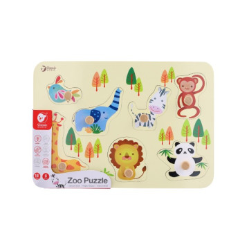 Vkládačka/Puzzle deskové obrysové zoo dřevo 30x21cm ve fólii 18m+