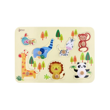 Vkládačka/Puzzle deskové obrysové zoo dřevo 30x21cm ve fólii 18m+