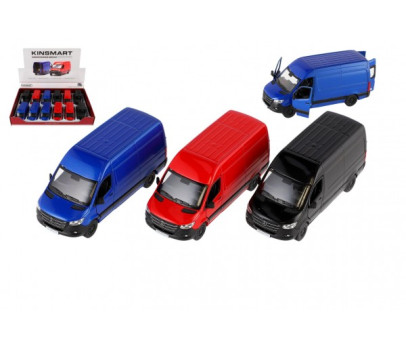 Auto/dodávka Kinsmart Mercedes-Benz Sprinter 1:48 kov/plast 13cm na zpětné nat. 3 barvy 12ks v boxu