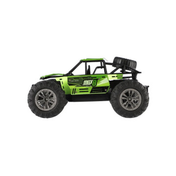 Auto RC buggy terénní zelené 22cm plast 2,4GHz na baterie + dobíjecí pack v krabici 32x16x18cm