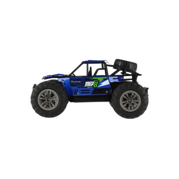 Auto RC buggy terénní modré 22cm plast 2,4GHz na baterie + dobíjecí pack v krabici 32x16x18cm