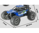 Auto RC buggy terénní modré 22cm plast 2,4GHz na baterie + dobíjecí pack v krabici 32x16x18cm