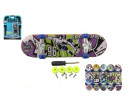 Skateboard prstový šroubovací plast 9cm s doplňky mix barev na kartě 12,5x17x3cm