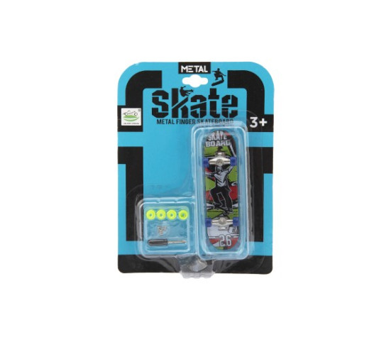 Skateboard prstový šroubovací plast 9cm s doplňky mix barev na kartě 12,5x17x3cm