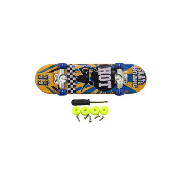 Skateboard prstový šroubovací plast 9cm s doplňky mix barev na kartě 12,5x17x3cm