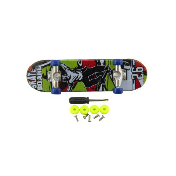 Skateboard prstový šroubovací plast 9cm s doplňky mix barev na kartě 12,5x17x3cm