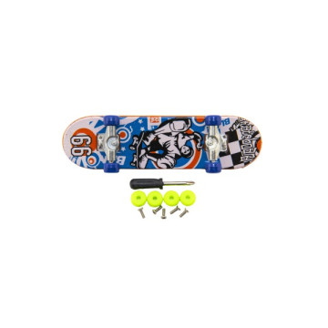 Skateboard prstový šroubovací plast 9cm s doplňky mix barev na kartě 12,5x17x3cm