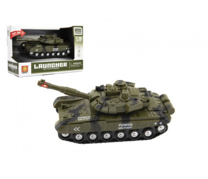 Tank plast 20cm na setrvačník na baterie se světlem se zvukem v krabici 24x16x11cm