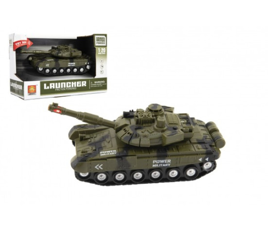 Tank plast 20cm na setrvačník na baterie se světlem se zvukem v krabici 24x16x11cm