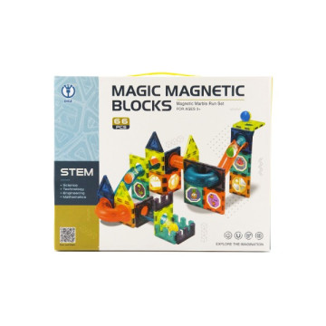 Magnetická stavebnice plast 66ks v krabici 31x25x8cm
