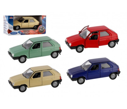 Auto Welly Škoda Favorit kov/plast 11cm 1:34 na volný chod 4 barvy v krabičce 15x7x7cm