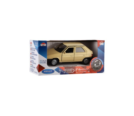 Auto Welly Škoda Favorit kov/plast 11cm 1:34 na volný chod 4 barvy v krabičce 15x7x7cm