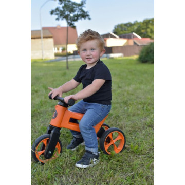 Odrážedlo FUNNY WHEELS Rider SuperSport oranž. 2v1+popruh, výš. sedla 28/30cm nos. 25kg 18m+ v sáčku