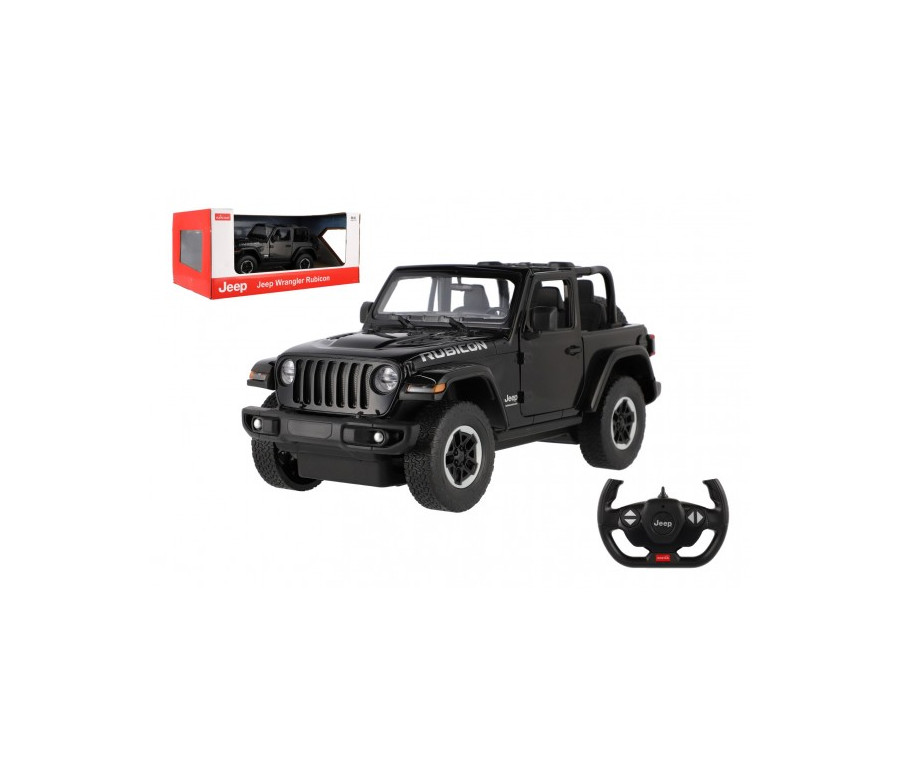 Auto RC Jeep Wrangler Rubicon RASTAR černý plast 29cm 2,4GHz na dálk. ovl. na bat. v krab. 44x19cm