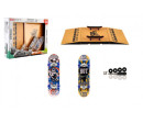 Skateboard prstový šroubovací 2ks plast 10cm s rampou s doplňky v krabičce 30x24x6cm