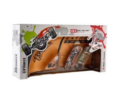 Skateboard prstový šroubovací 2ks plast 10cm s rampou s doplňky 2 barvy v krabičce 35x9x18cm