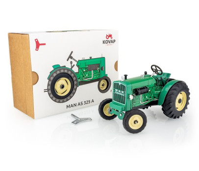 Traktor MAN AS 325A zelený na klíček kov 1:25 v krabici Kovap