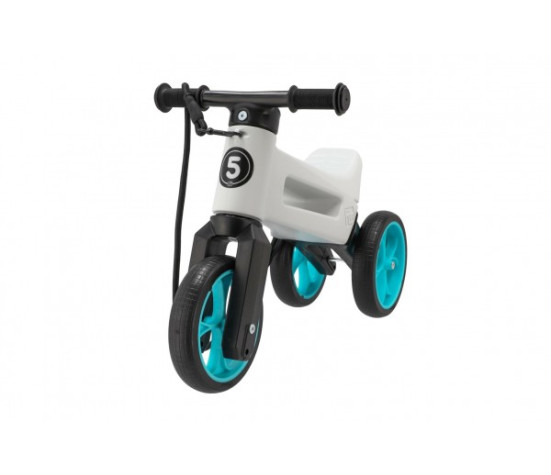 Odrážedlo FUNNY WHEELS Rider SuperSport bílé/tyrkys 2v1+popruh,výš.sedla28/30cm nos.25kg 18m+v sáčku