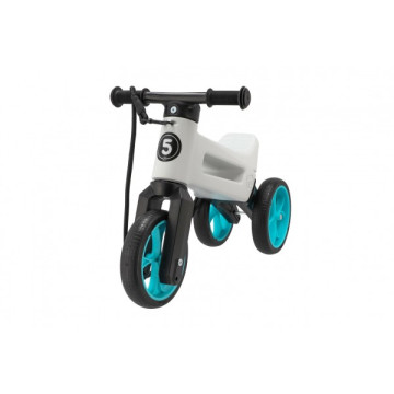 Odrážedlo FUNNY WHEELS Rider SuperSport bílé/tyrkys 2v1+popruh,výš.sedla28/30cm nos.25kg 18m+v sáčku