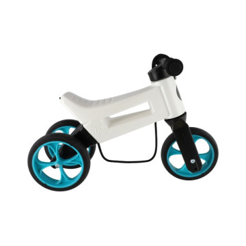 Odrážedlo FUNNY WHEELS Rider SuperSport bílé/tyrkys 2v1+popruh,výš.sedla28/30cm nos.25kg 18m+v krab.