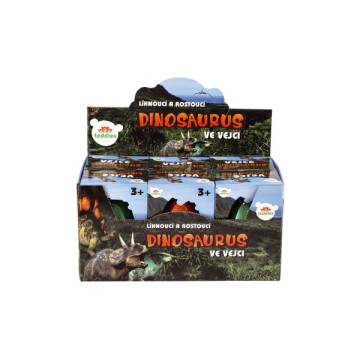 Vejce líhnoucí a rostoucí dinosaurus plast 2 barvy v krabičce 10x15cm 6ks v boxu