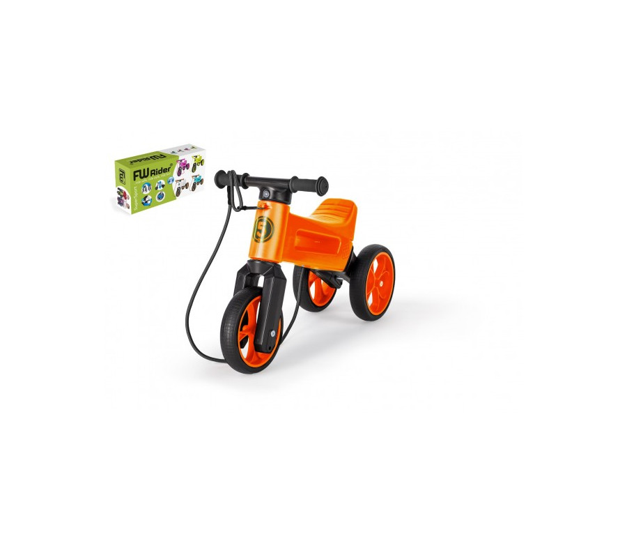 Odrážedlo FUNNY WHEELS Rider SuperSport oranž. 2v1+popruh, výš. sedla 28/30cm nos. 25kg 18m+ v krabi