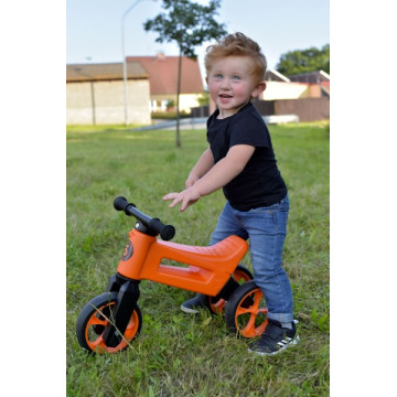 Odrážedlo FUNNY WHEELS Rider SuperSport oranž. 2v1+popruh, výš. sedla 28/30cm nos. 25kg 18m+ v krabi