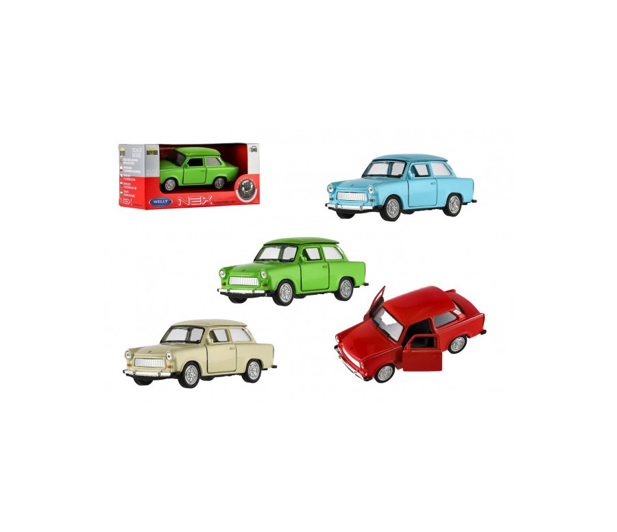 Auto Welly Trabant 601 Klasic kov/plast 11cm 1:34-39 na volný chod 4 barvy v krabičce 15x7x7cm