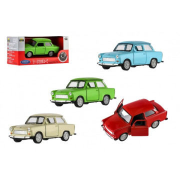 Auto Welly Trabant 601 Klasic kov/plast 11cm 1:34-39 na volný chod 4 barvy v krabičce 15x7x7cm