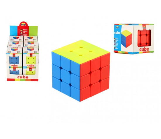 Kostka hlavolam 3x3x3 plast 5,5x5,5x5,5cm v krabičce 12ks v boxu