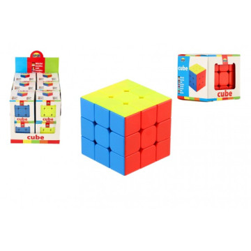 Kostka hlavolam 3x3x3 plast 5,5x5,5x5,5cm v krabičce 12ks v boxu