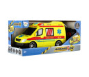 Auto RC ambulance plast 20cm na dálkové ovládání 27MHz na baterie se světlem v krabici 28x13x11cm