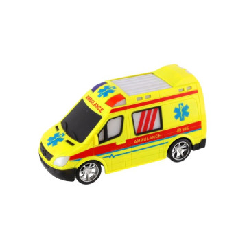 Auto RC ambulance plast 20cm na dálkové ovládání 27MHz na baterie se světlem v krabici 28x13x11cm