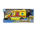 Auto RC ambulance plast 20cm na dálkové ovládání 27MHz na baterie se světlem v krabici 28x13x11cm