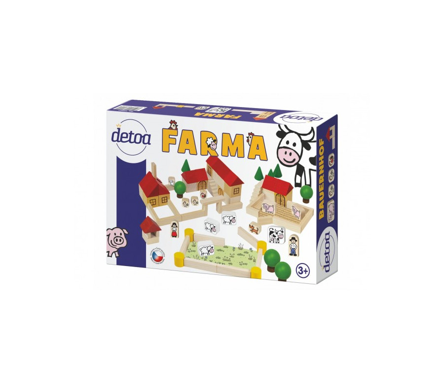 Farma stavebnice dřevo 100ks v krabici 30x20x6cm