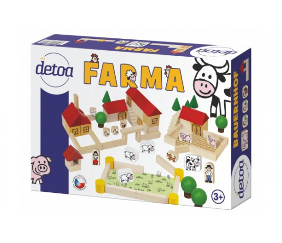 Farma stavebnice dřevo 100ks v krabici 30x20x6cm