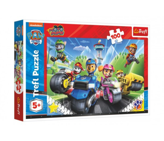 Puzzle Tlapková patrola na motorkách/Paw patrol 100 dílků 41x27,5cm v krabici 29x19x4cm