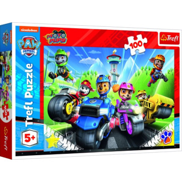 Puzzle Tlapková patrola na motorkách/Paw patrol 100 dílků 41x27,5cm v krabici 29x19x4cm