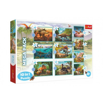 Puzzle 10v1 Seznamte se se všemi dinosaury v krabici 40x27x6cm