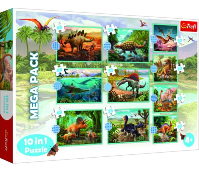 Puzzle 10v1 Seznamte se se všemi dinosaury v krabici 40x27x6cm