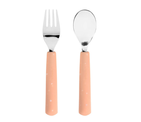 Cutlery with Silicone Handle 2pcs apricot