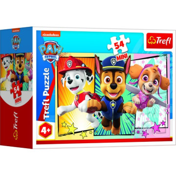 Minipuzzle 54 dílků Paw Patrol/Tlapková Patrola 4 druhy v krabičce 9x6x3cm 40ks v boxu