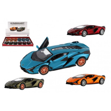 Auto Kinsmart Lamborghini Sián FKP 37 kov/plast 13cm 4 barvy na zpětné natažení 12ks v boxu