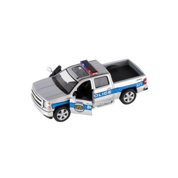 Auto Kinsmart Chevrolet 2014 Silverado Policie/Hasič kov/plast 13cm na zpětné nat. 2 barvy 12ks box