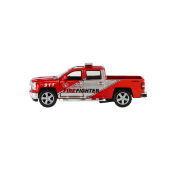 Auto Kinsmart Chevrolet 2014 Silverado Policie/Hasič kov/plast 13cm na zpětné nat. 2 barvy 12ks box