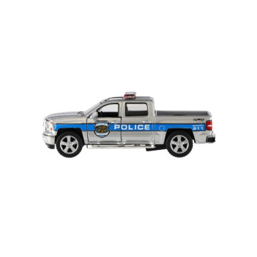 Auto Kinsmart Chevrolet 2014 Silverado Policie/Hasič kov/plast 13cm na zpětné nat. 2 barvy 12ks box