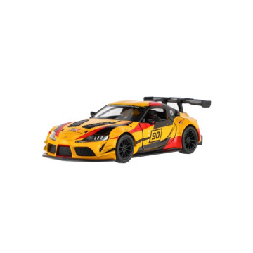 Auto Kinsmart Toyota GR Supra Racing kov 13cm 4 barvy na zpětné natažení 12ks v boxu