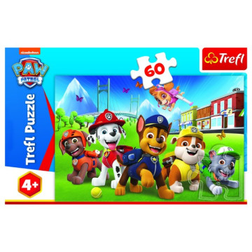 Puzzle Paw Patrol/Tlapková patrola v trávě 33x22cm 60 dílků v krabici 21x14x4cm