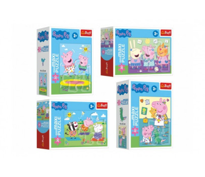 Minipuzzle miniMaxi 20 dílků Prasátko Peppa/Peppa Pig 4 druhy v krabičce 11x8cm 24ks v boxu